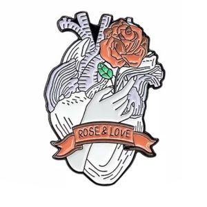 1 LEFTβΌοΈ Roses & Love Anatomical Heart Enamel Pin Romantic Nurse Nerdy Artist